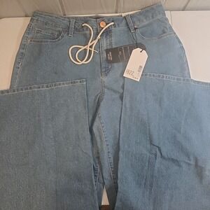 1822 Denim Wide Leg Drawstring Trouser Stretch Jeans Womens Size 14 NWT